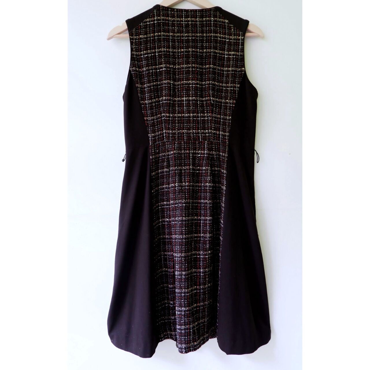 Vince Camuto Black Hidden Button Front Tweed Detailed Mini Dress