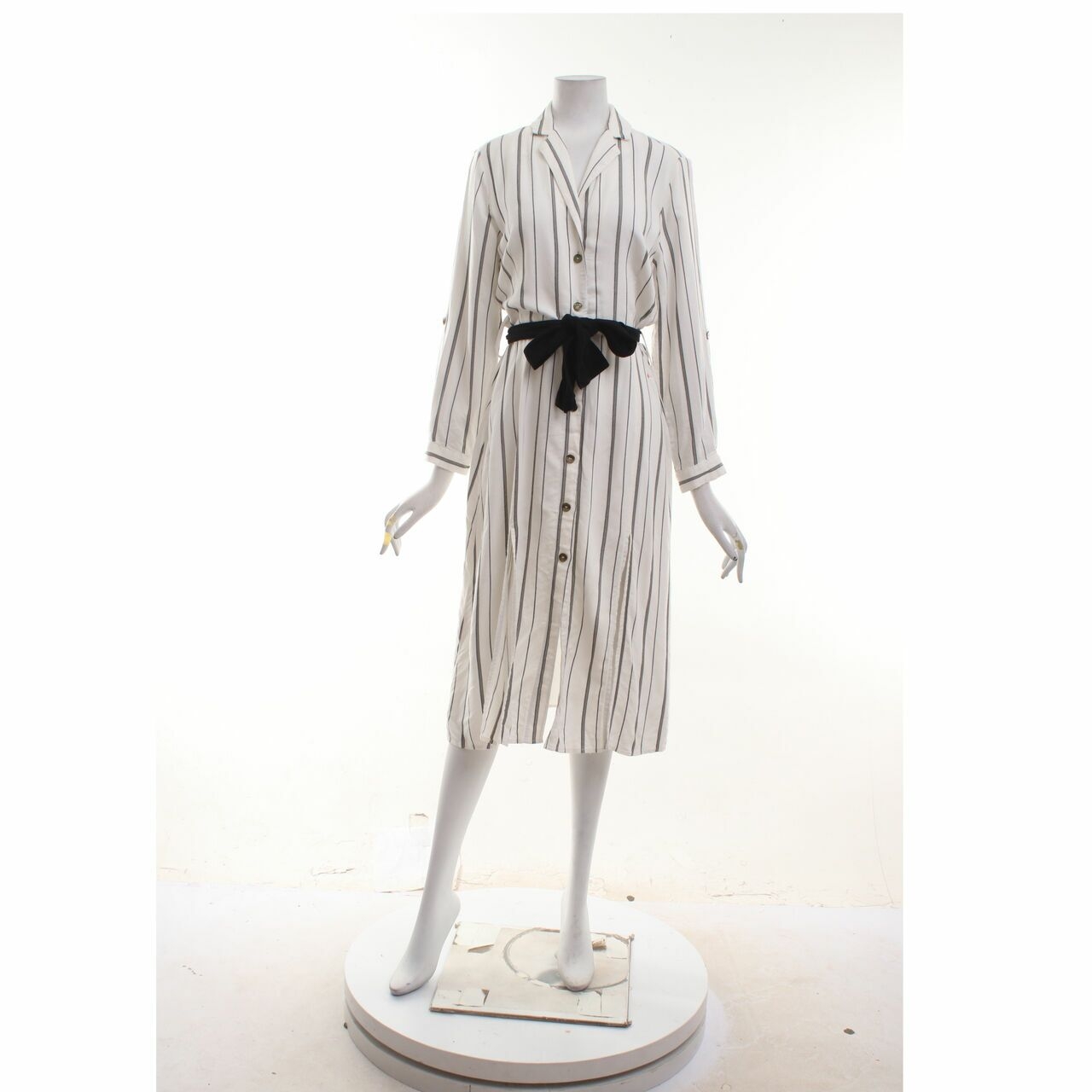Zara White Stripes Midi Dress