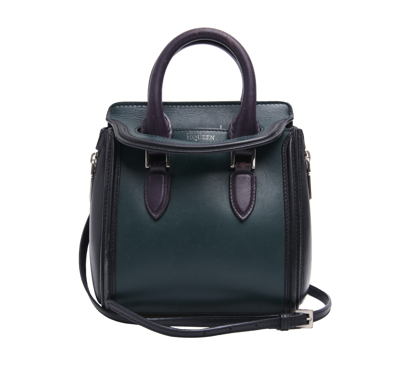 Alexander McQueen Dark Green Leather Mini Heroine Shoulder Bag