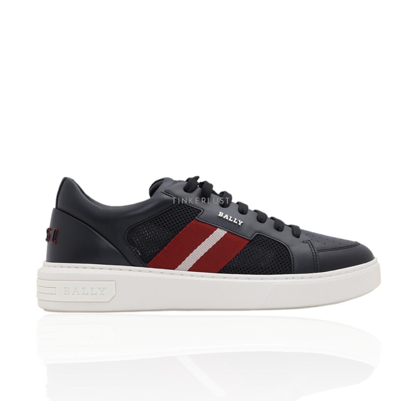 Bally Men Melys in Black Mesh x Leather with Stripe Sneakers