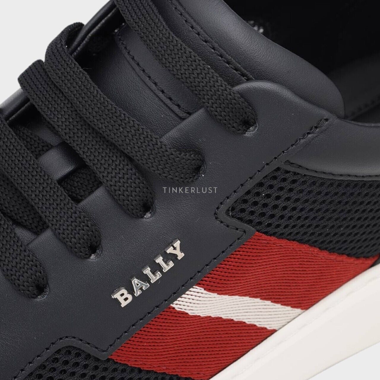 Bally Men Melys in Black Mesh x Leather with Stripe Sneakers