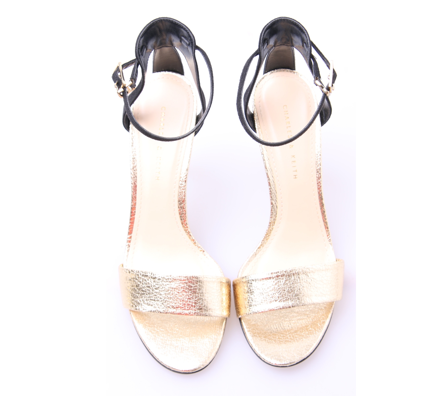 Charles & keith gold open toe heels