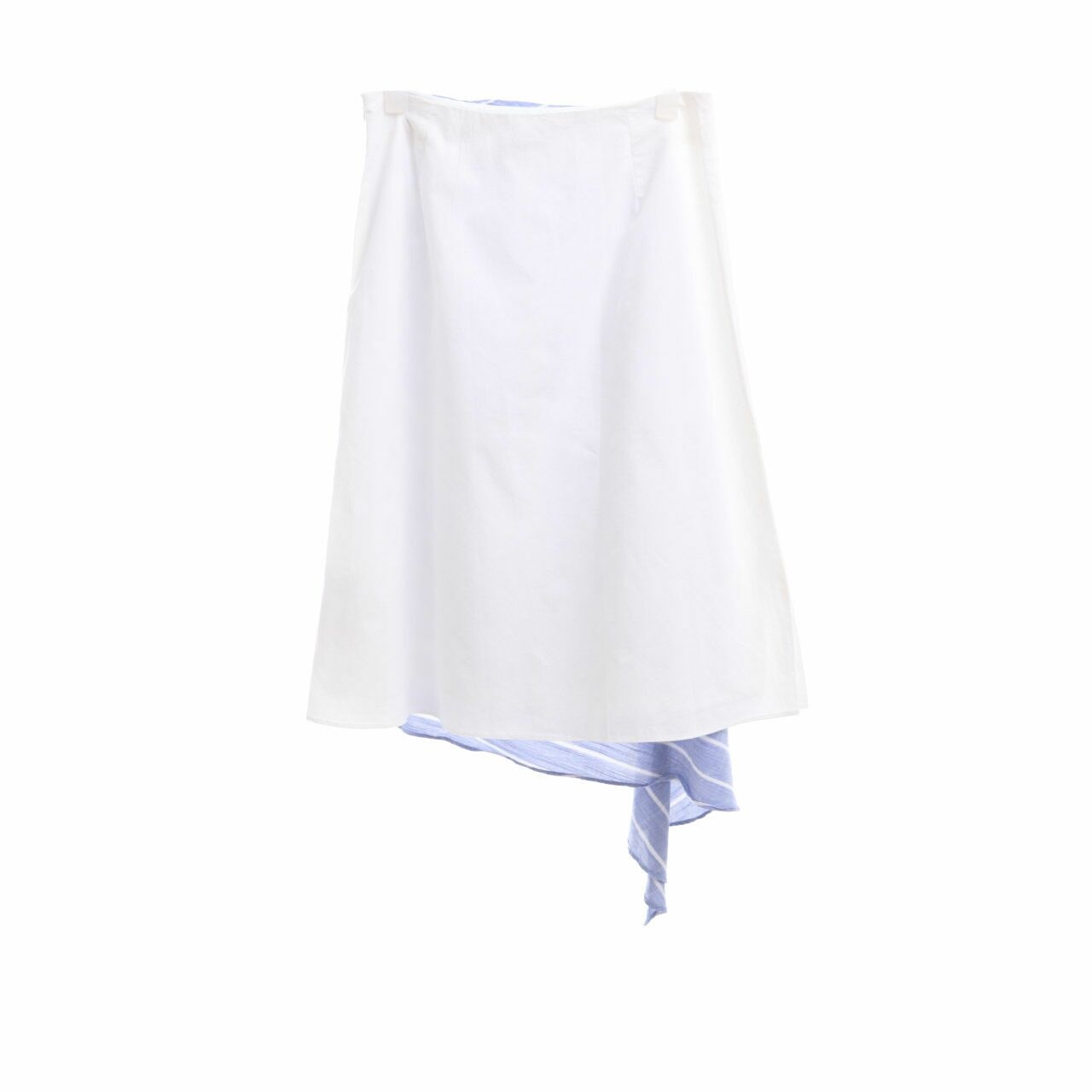 Cotton Ink Blue & Broken White Stripes Midi Skirt