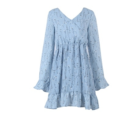 Blue Patterned Mini Dress