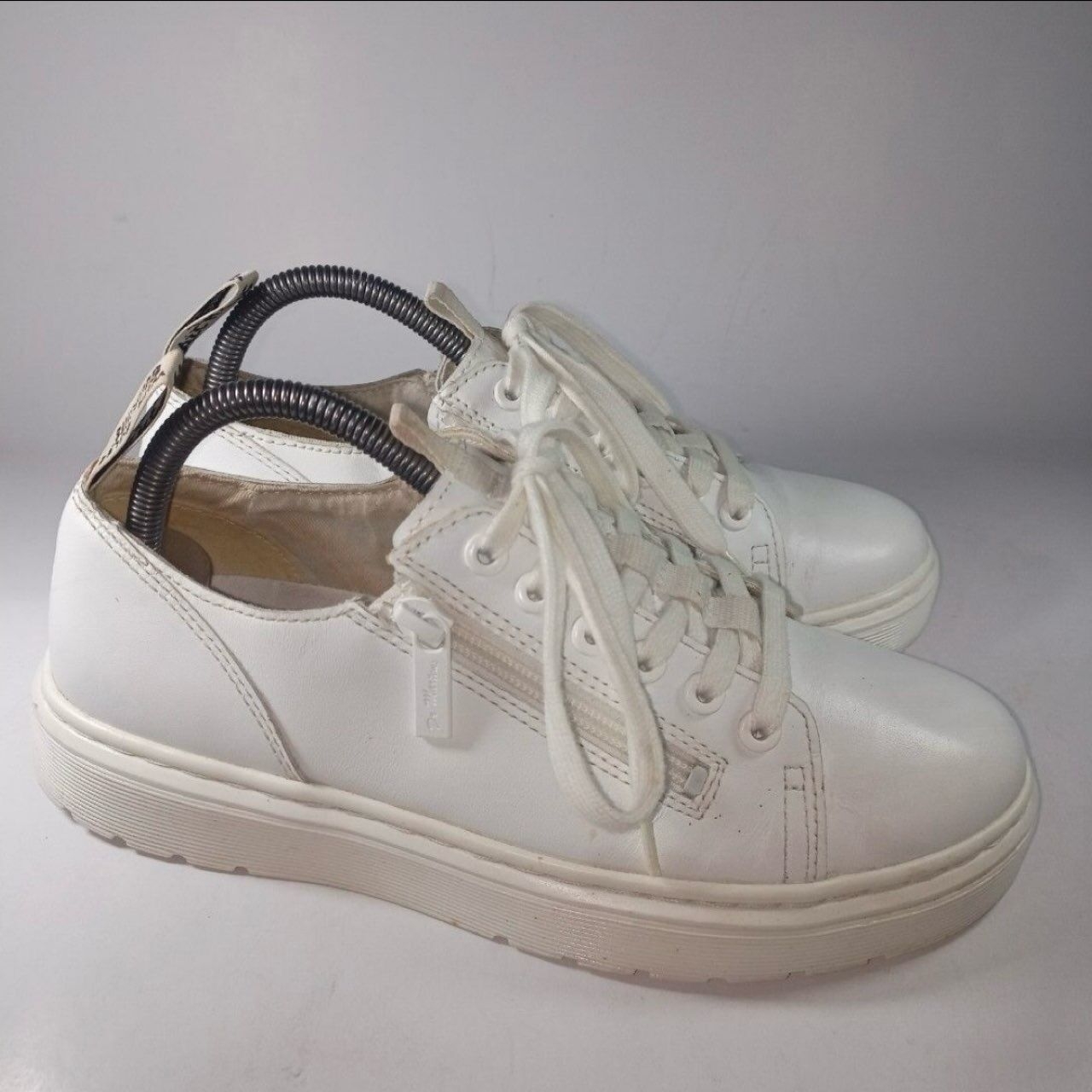 Dr. Martens Dante Zip Distressed White Leather Sneakers