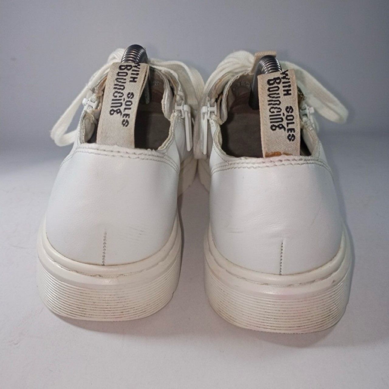 Dr. Martens Dante Zip Distressed White Leather Sneakers
