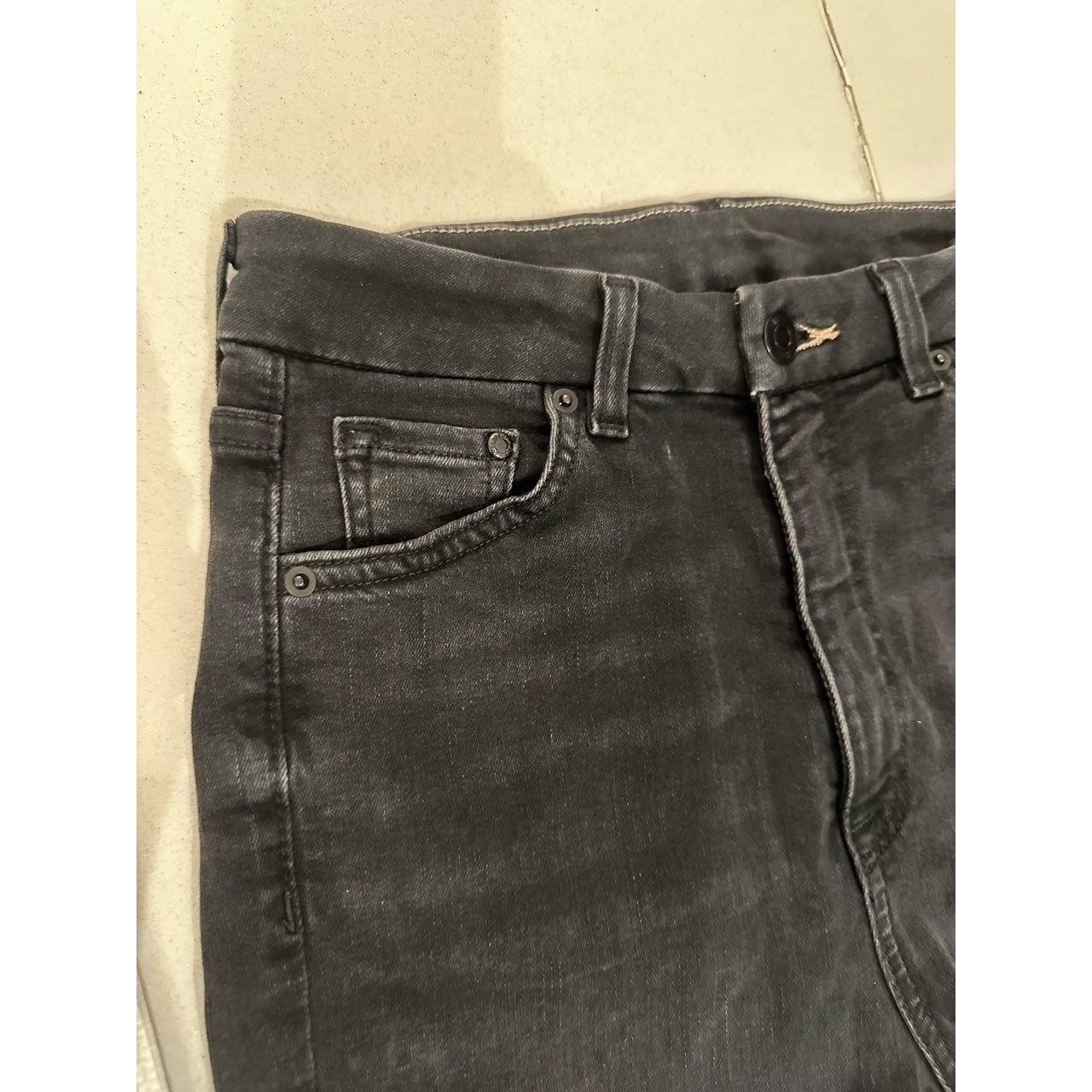 H&M Black Washed High Waist Jeans Long Pants