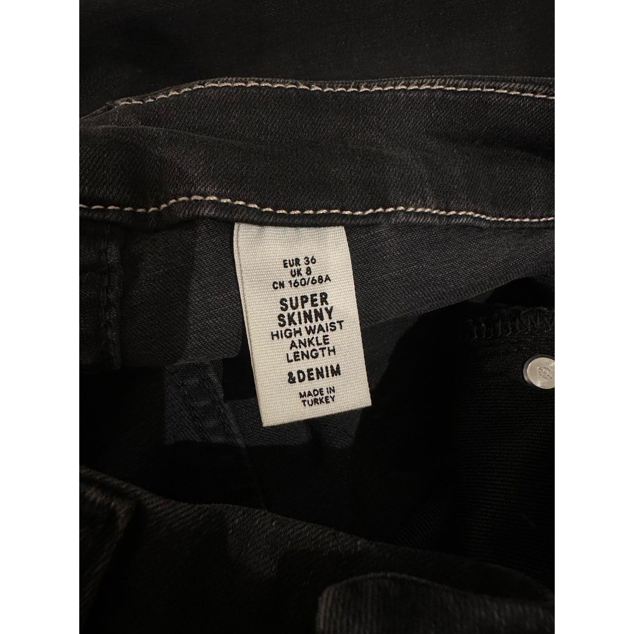 H&M Black Washed High Waist Jeans Long Pants