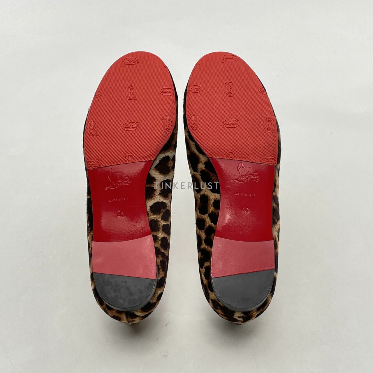 Christian Louboutin Leopard Print Cap Toe I Love My Loubies Red/Brown Loafers 
