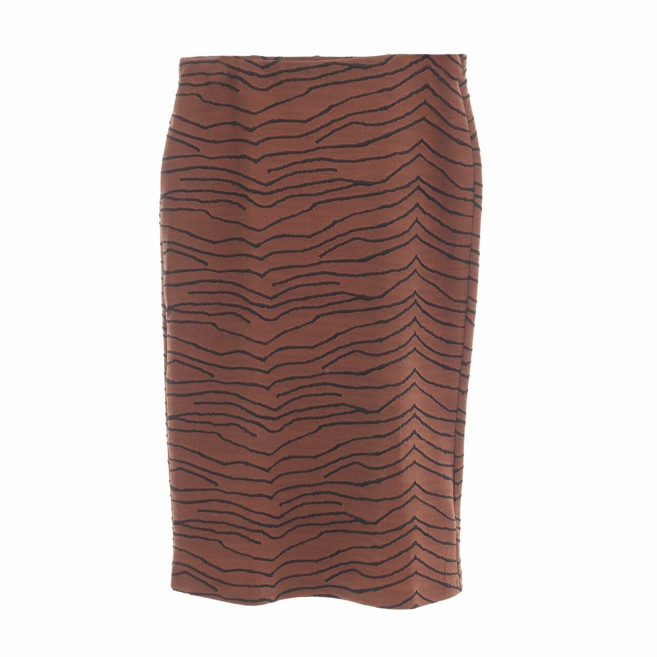 Mango Brown Pattern Midi Skirt