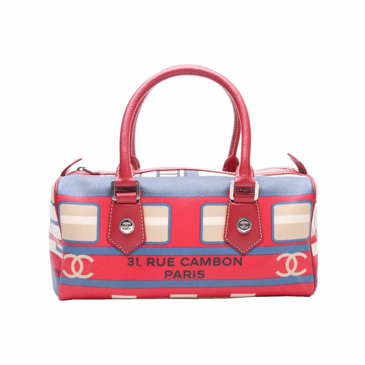 Chanel Le Train 31 Rue Cambon Paris Red Multi Pattern Hand Bag