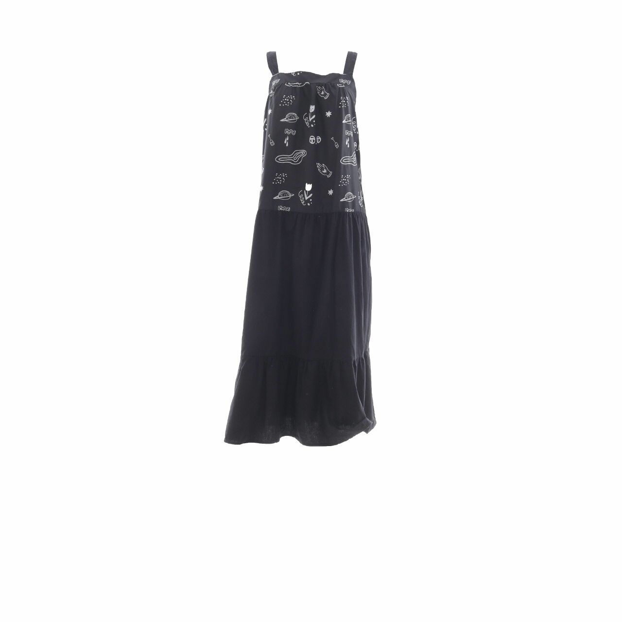 Cotton Ink x Liunic On Things Black Pattern Long Dress