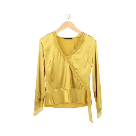 Lime Silk Wrapped Blouse