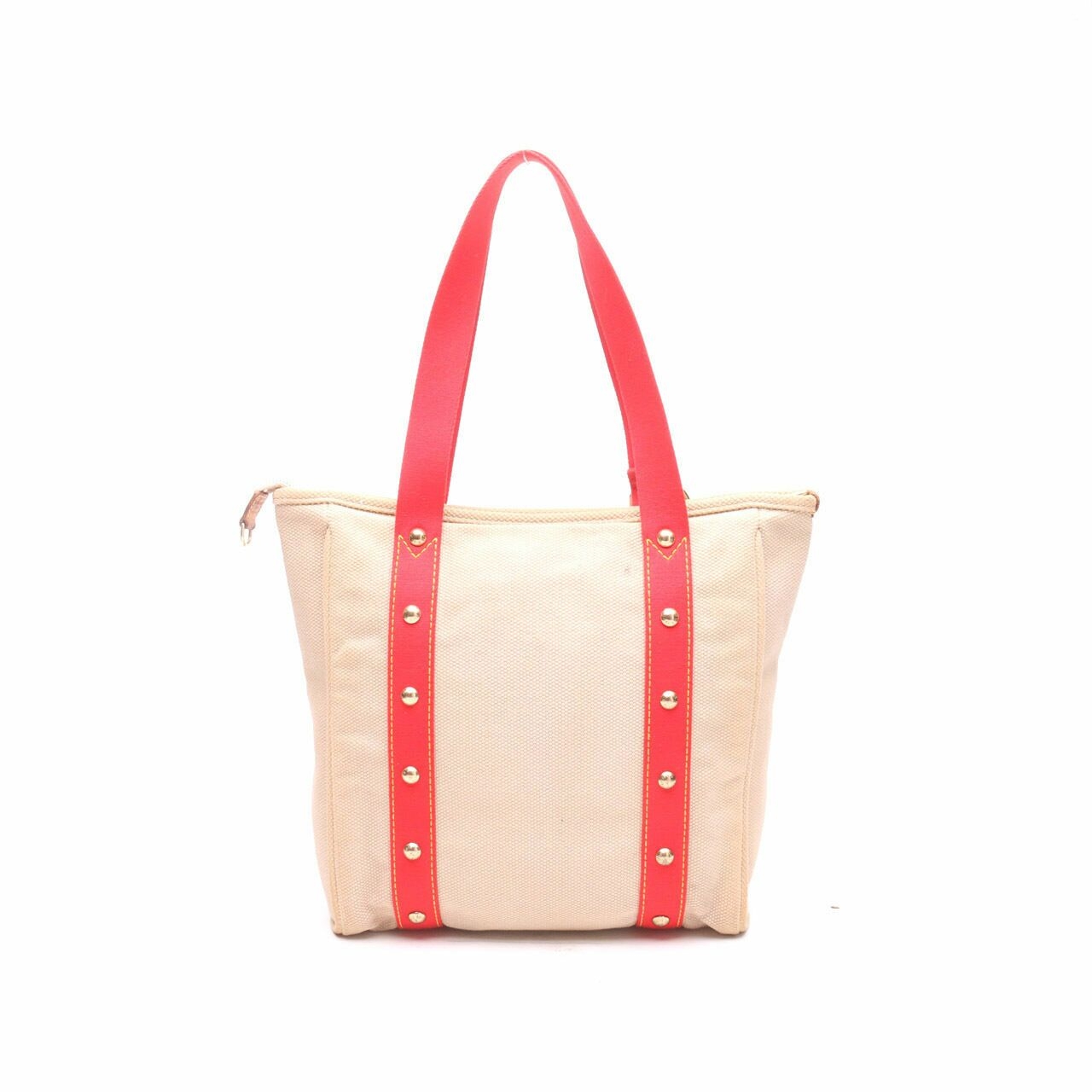 .Louis Vuitton  Beige/Red Toile Canvas Antigua Cabas MM Tote Bag 