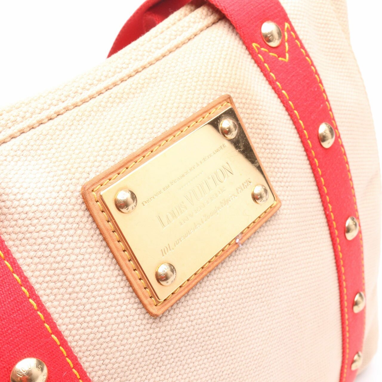 .Louis Vuitton  Beige/Red Toile Canvas Antigua Cabas MM Tote Bag 