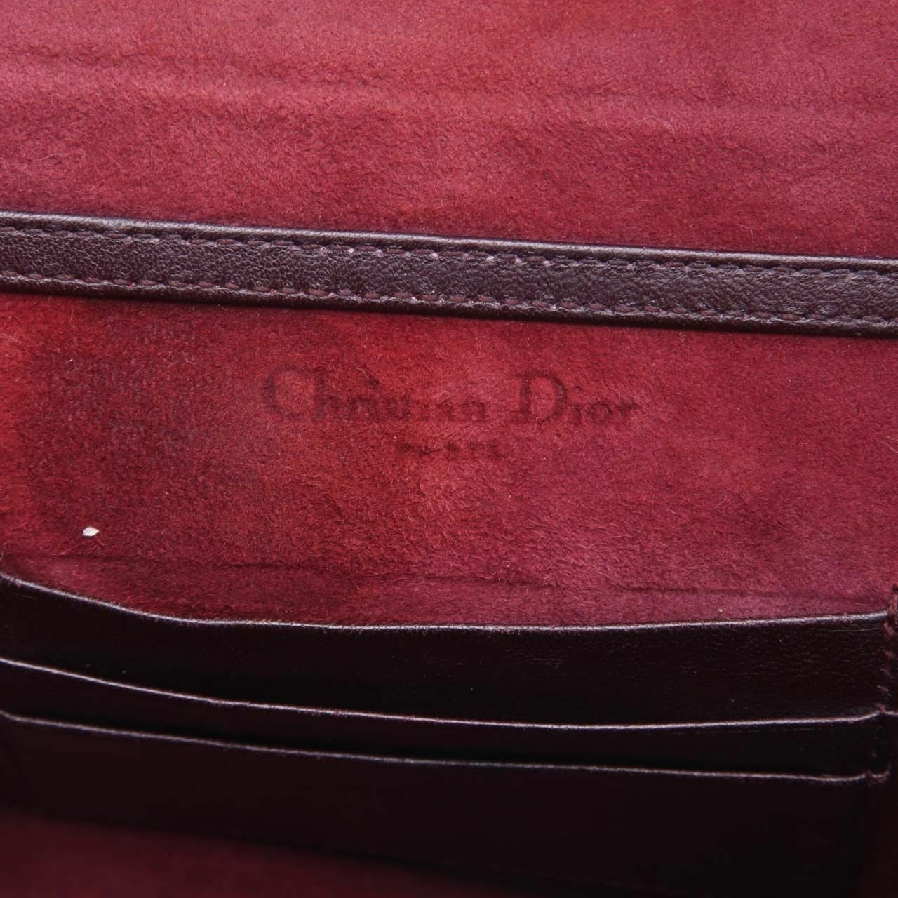 Dior Studded Diorama Brown Wallet on Chain