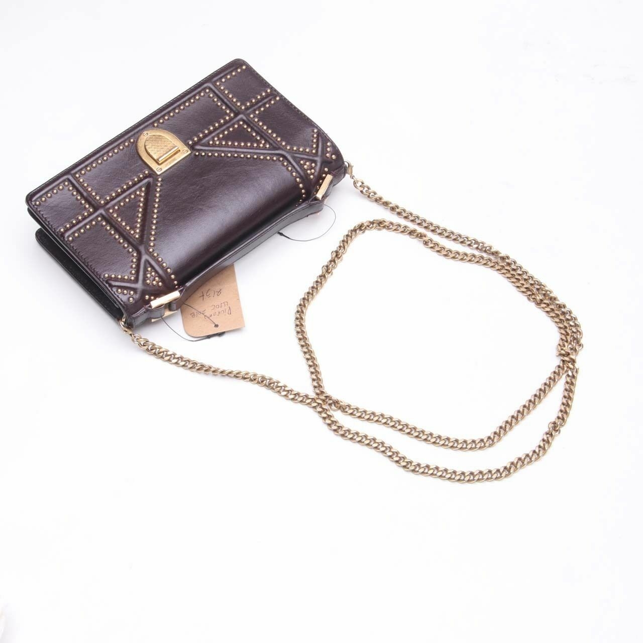 Dior Studded Diorama Brown Wallet on Chain