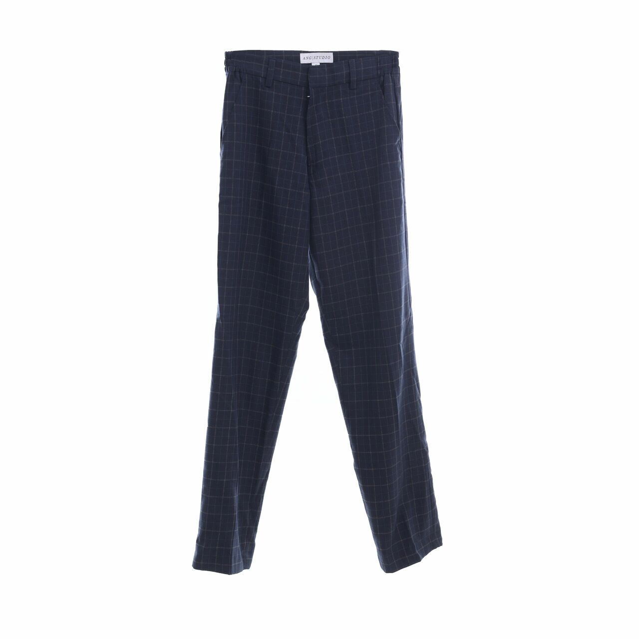 ANG STUDIO Navy Checkered Trousers