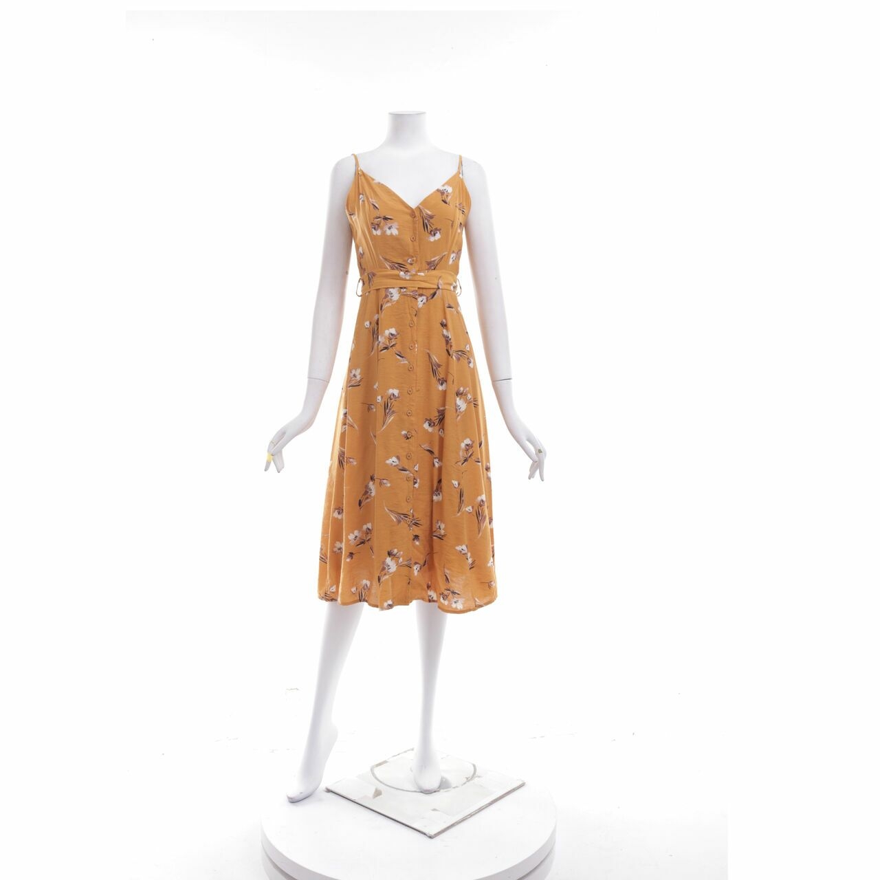 The Editor's Market Mustard Floral Midi Dress
