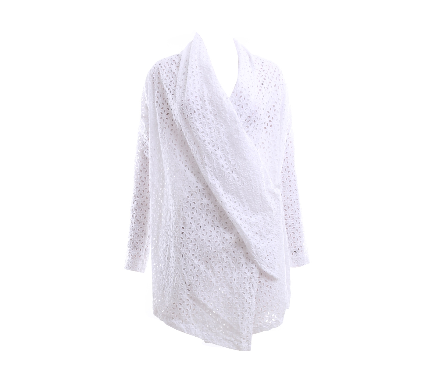 Noki x For The Goods Dept White Perforated Wrap Blouse