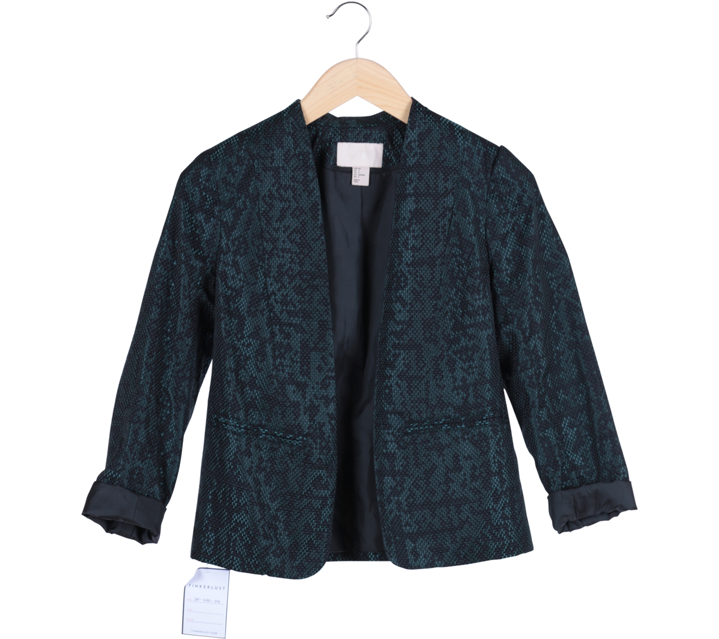 H&M Black And Green Pleated Blazer