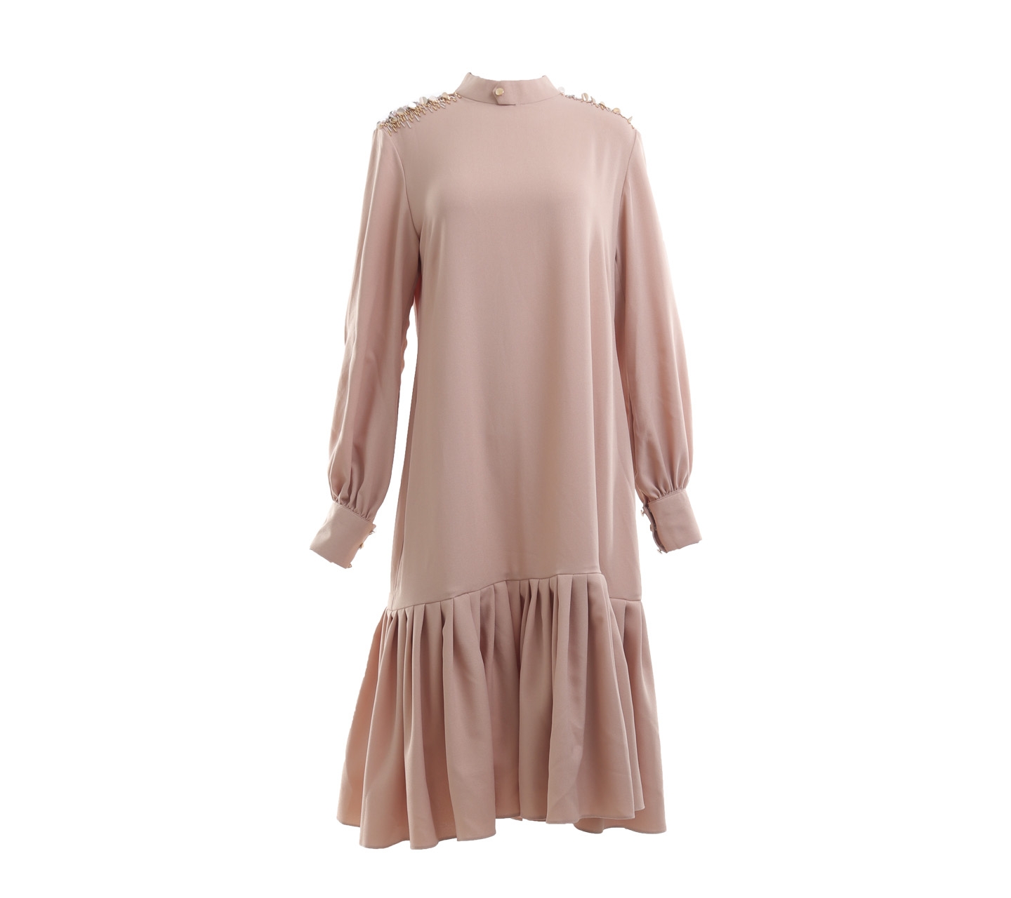 Agnala Light Brown Sequins Midi Dress