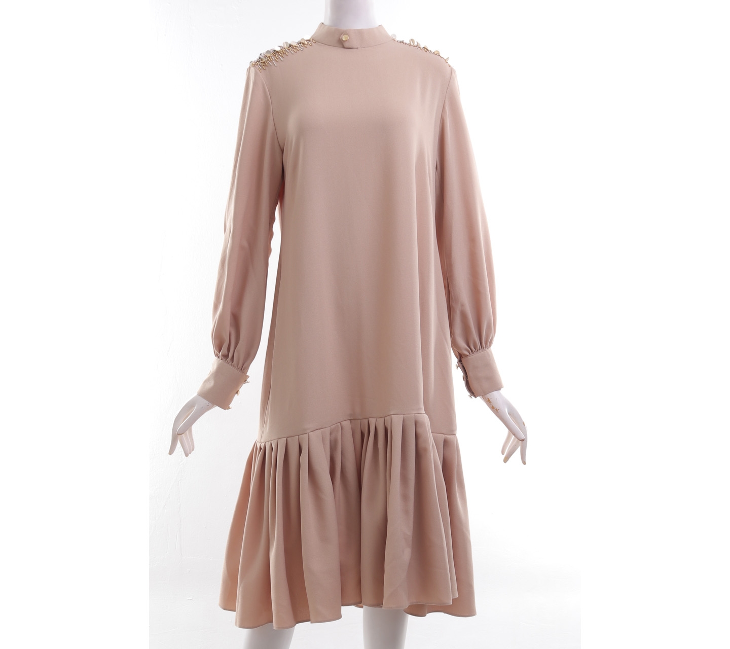 Agnala Light Brown Sequins Midi Dress