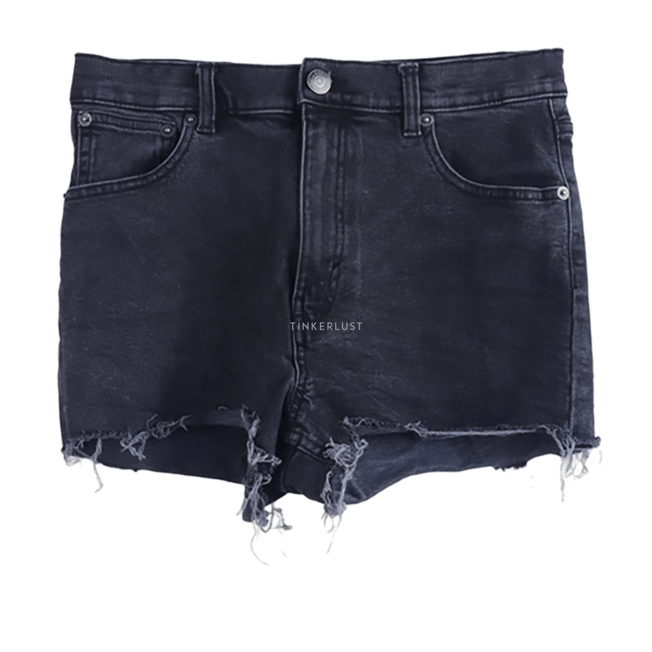 Pull & Bear Black Washed Unfinished Short Pants