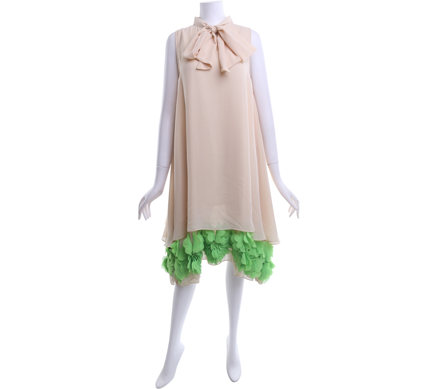 Nita Seno Adji Cream And Green Midi Dress