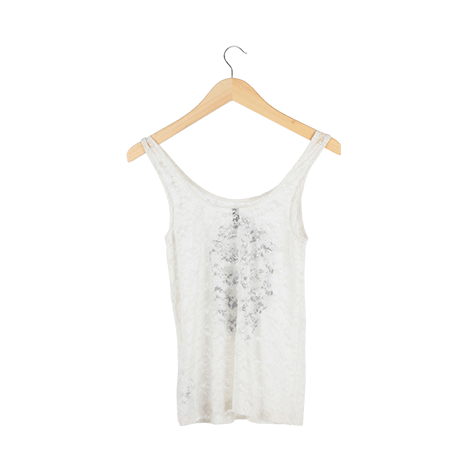 White Floral Lace Sleeveless Top