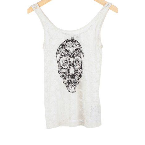 White Floral Lace Sleeveless Top