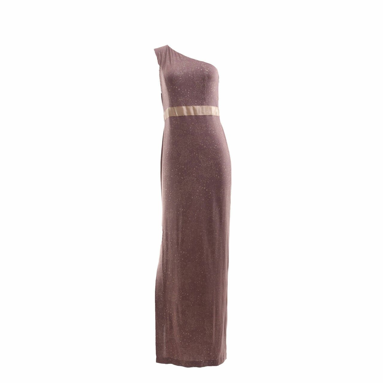 Private Mauve Slit With Glitter Long Dress