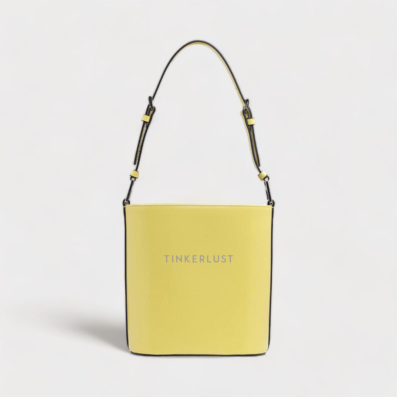 Prada Mini Triangle Logo Bucket Bag in Yellow Brushed-Leather Shoulder Bag