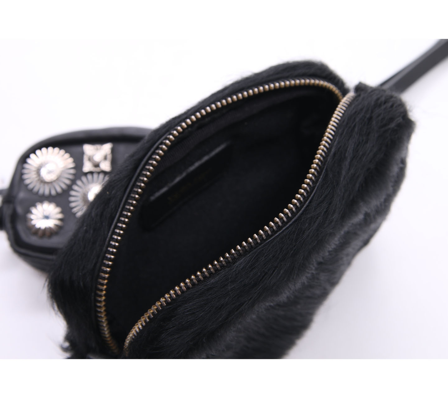 Toga Pulla Black Fur Belt Sling Bag