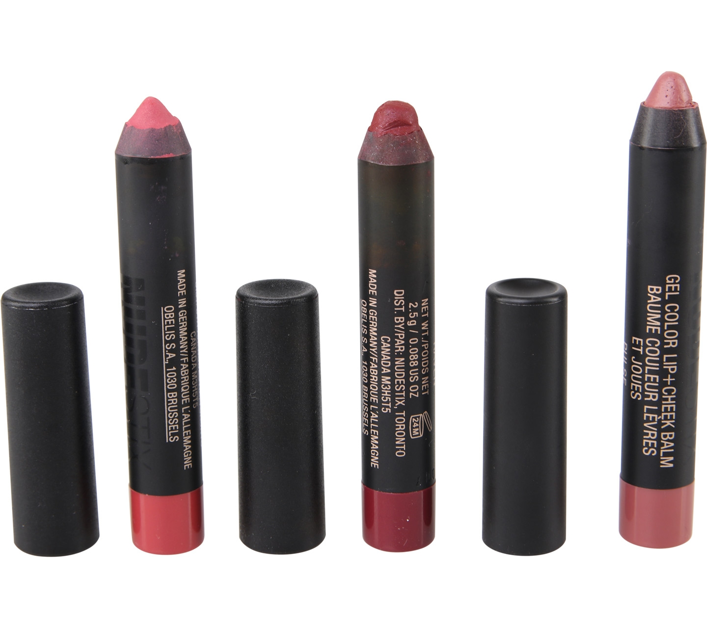 Nudestix Lip+Cheek Pencil Crayon Levres Et Joues Raven Matte , Pulse Gel , Sin Cream Lips