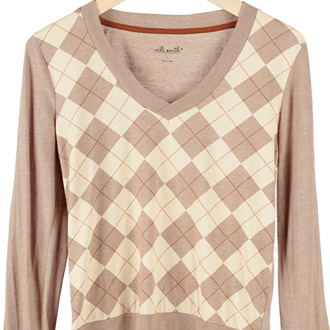 Brown Plaid V-Neck Sweater