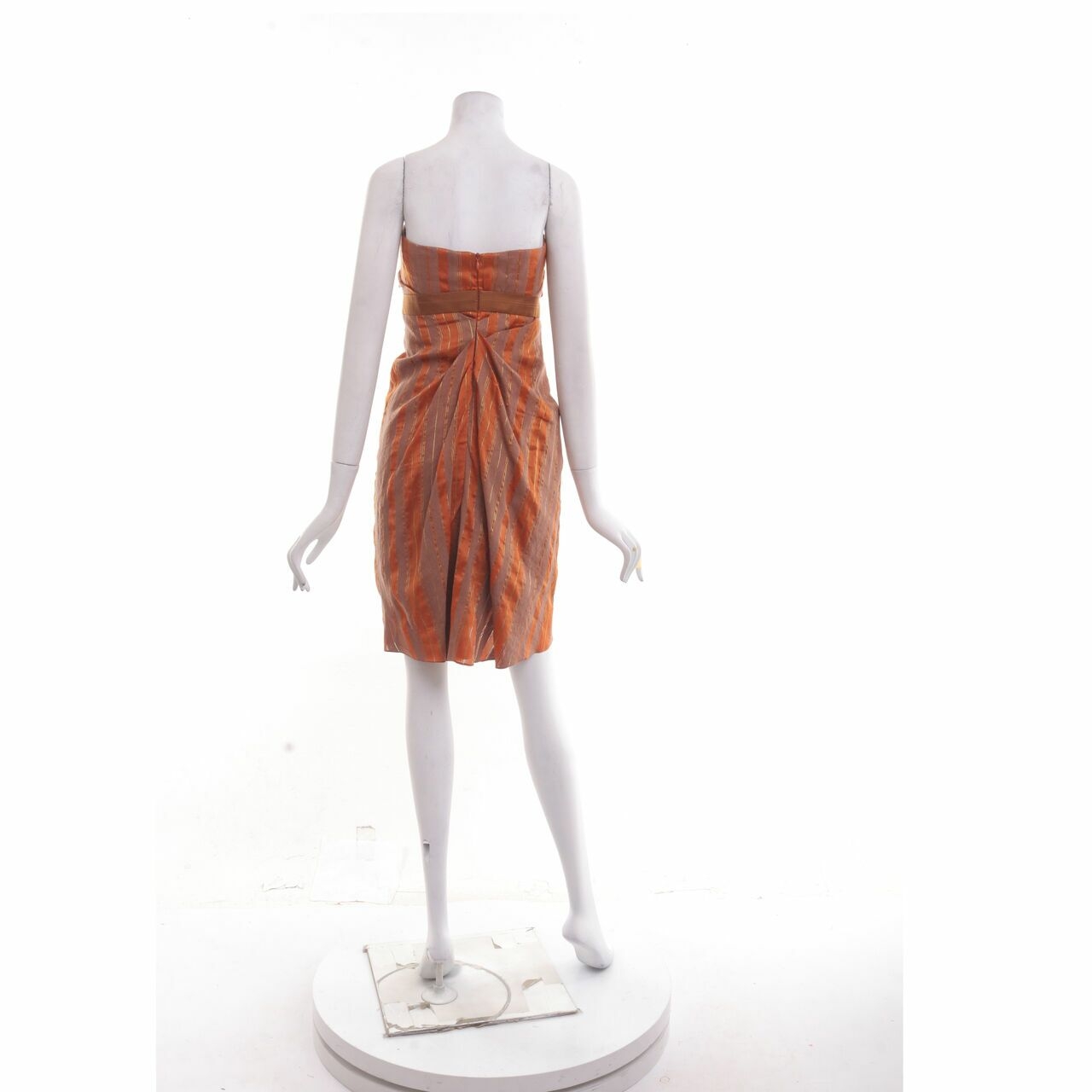 Ikat Indonesia Orange & Taupe Stripes Tube Mini Dress