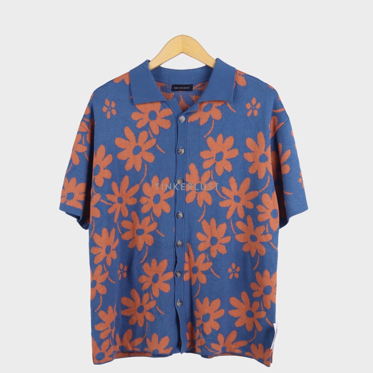 Noir Sur Blanc Blue & Orange Floral Knit Shirt