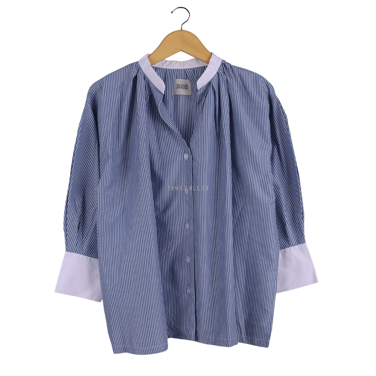 Jii by Gloria Agatha Blue & White Stripes Shirt