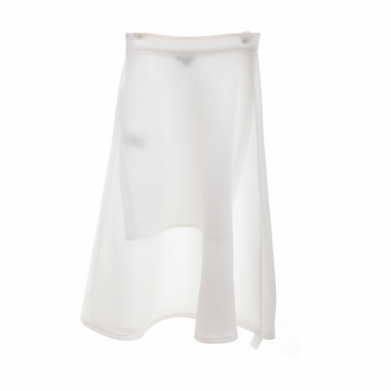 DKNY Mesh A-Line White Midi Skirt 