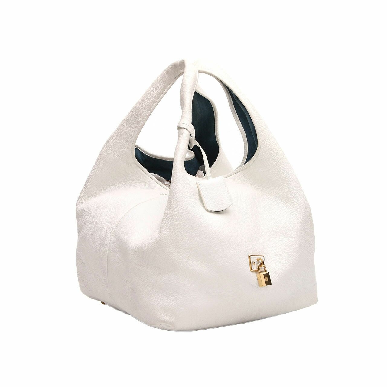 Loewe Calle Lock White Leather Hobo Shoulder Bag
