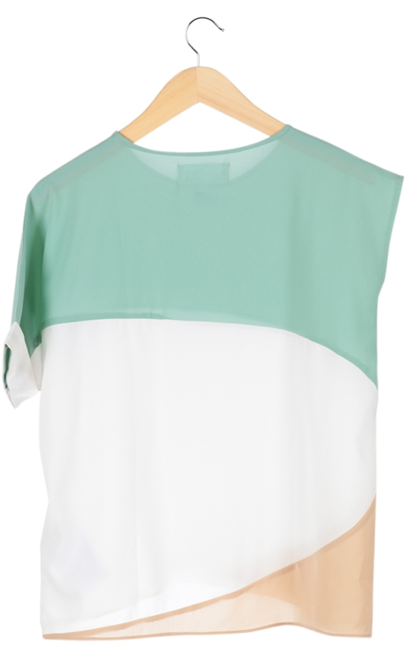 Green and White Blouse