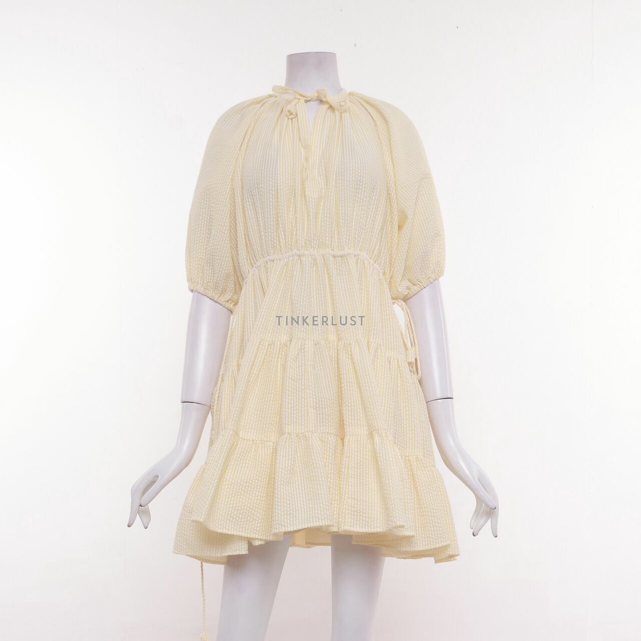 The Story Of Yellow & White Stripes Mini Dress