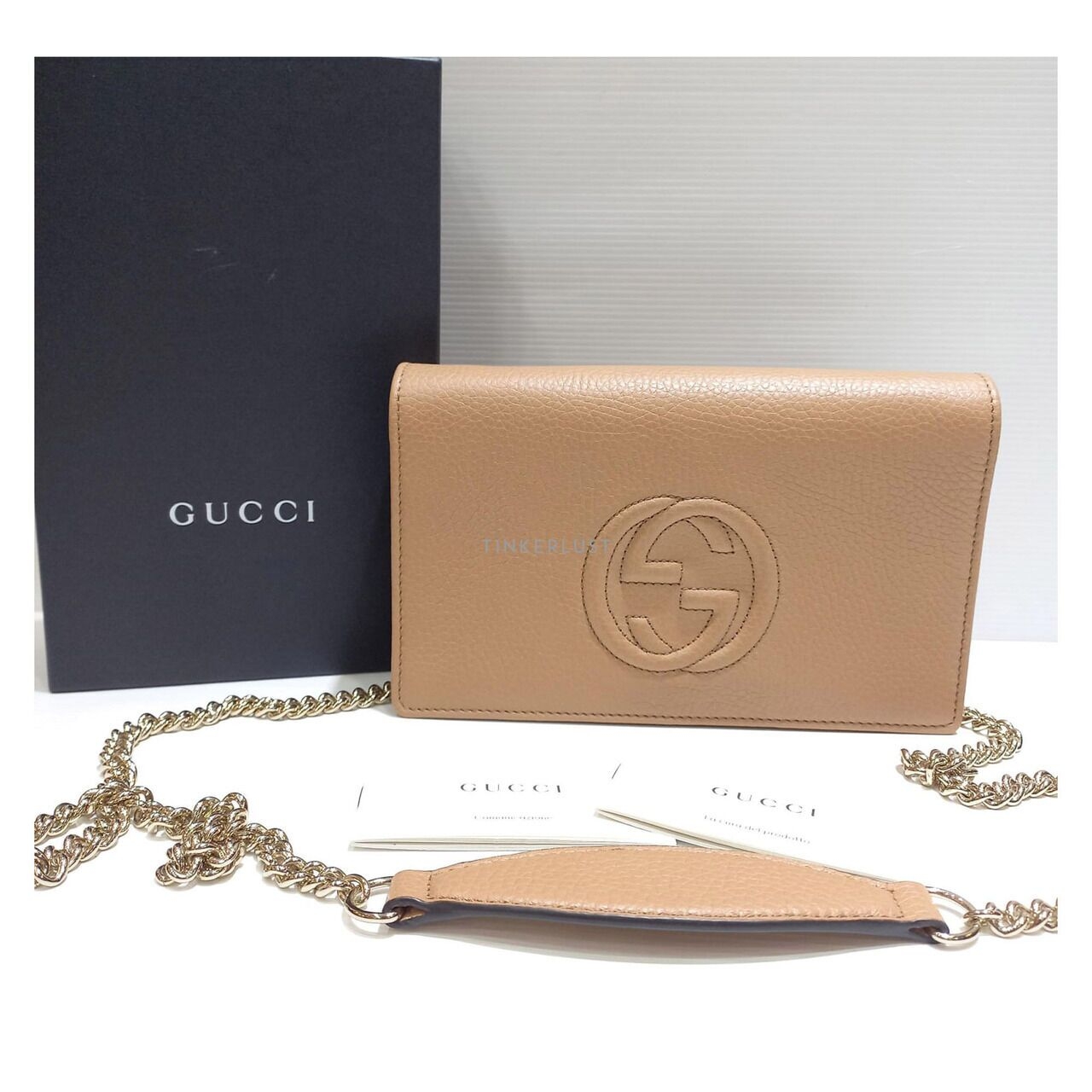 Gucci Soho WOC Leather Nude LGHW Sling Bag