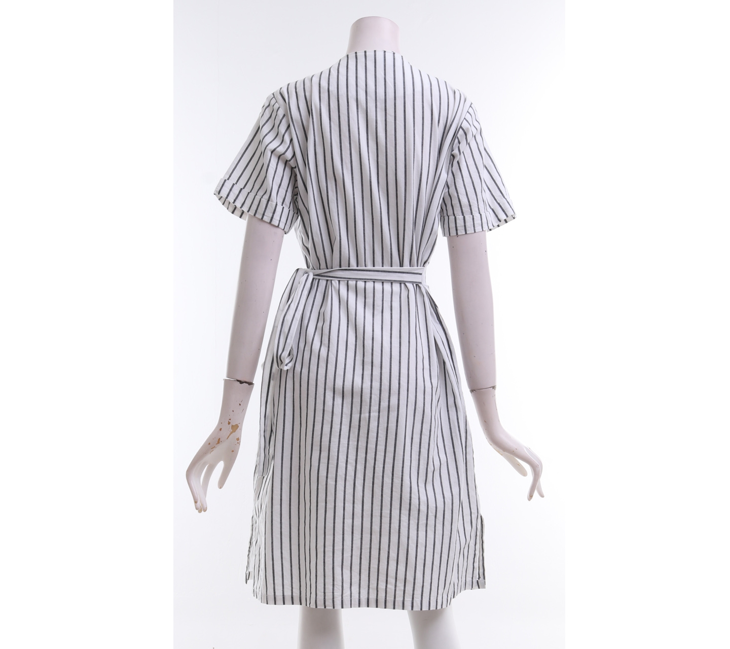 Renoir The Label White & Grey Striped Wrap Mini Dress