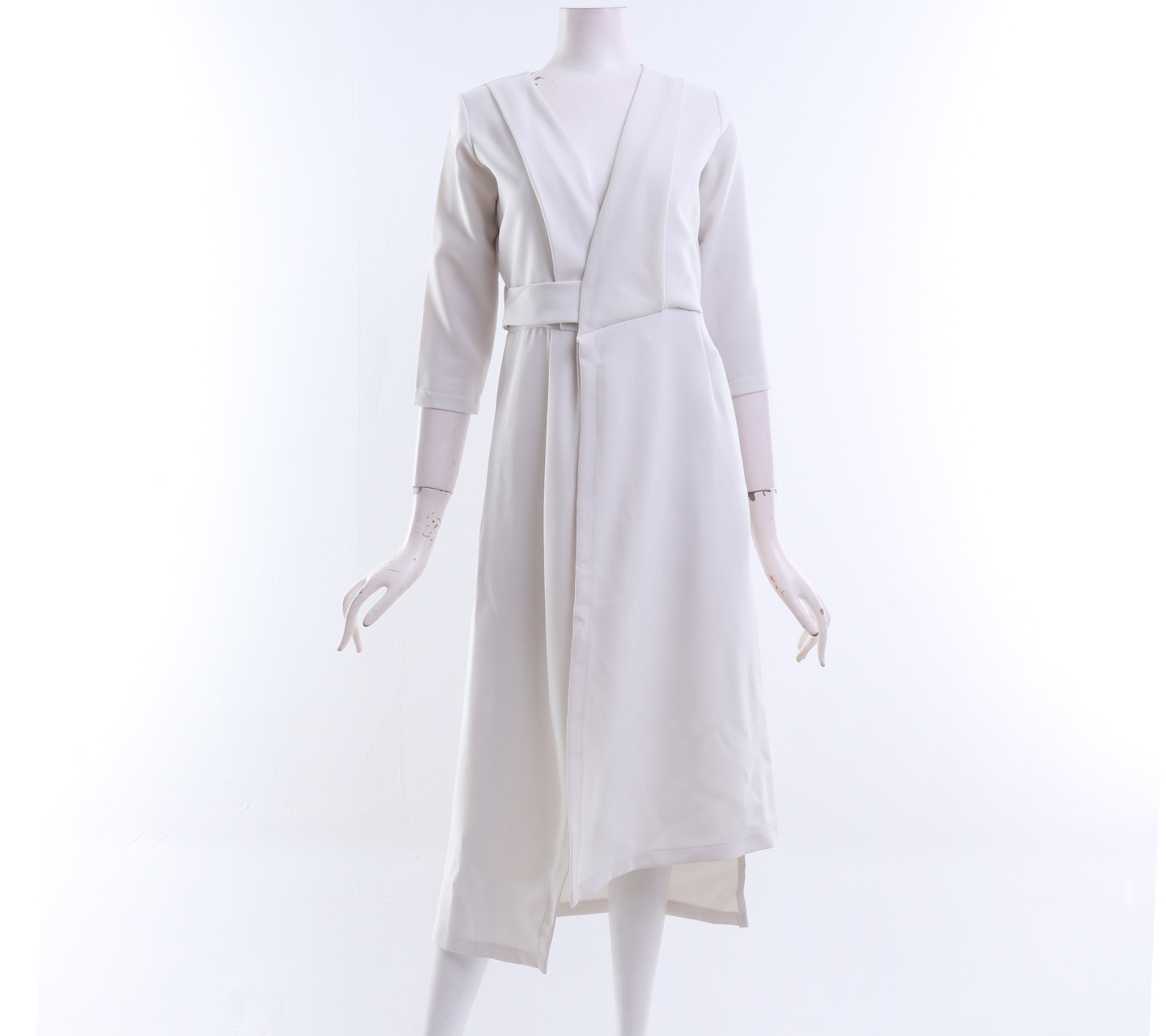 Vezzo Off White Wrap Midi Dress