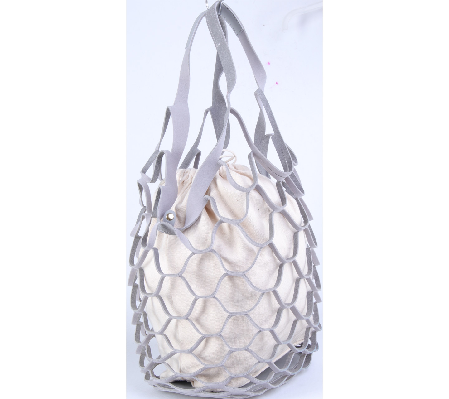 Sage of Something Grey And Cream Plaid Perforated Shopping Bag Handbag