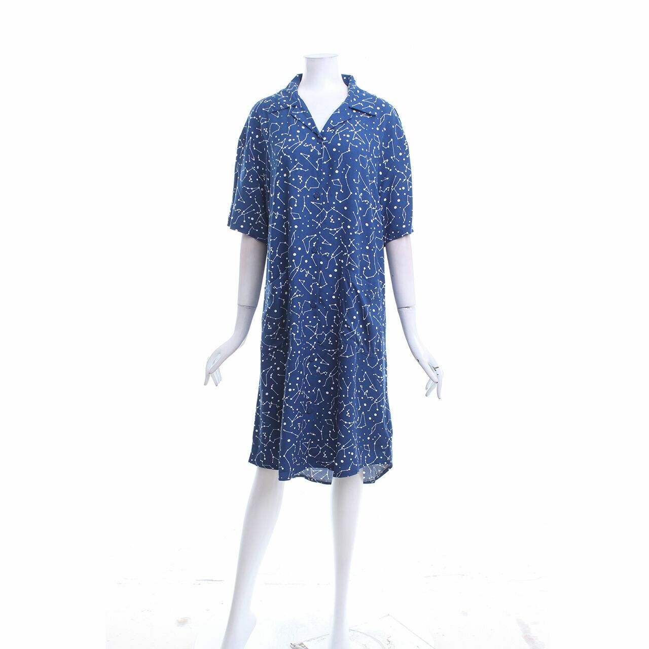 Alowalo Dark Blue Shirt Midi Dress
