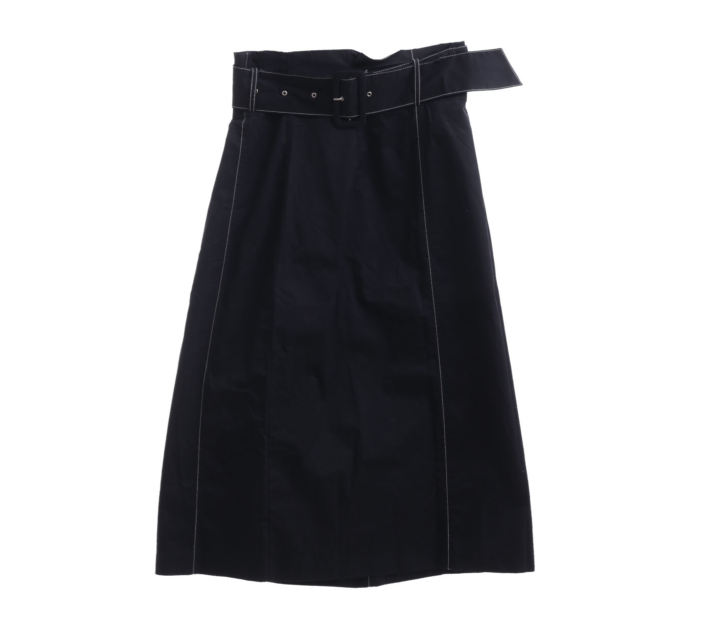 Zara Black Slit With Belt Midi Skirt