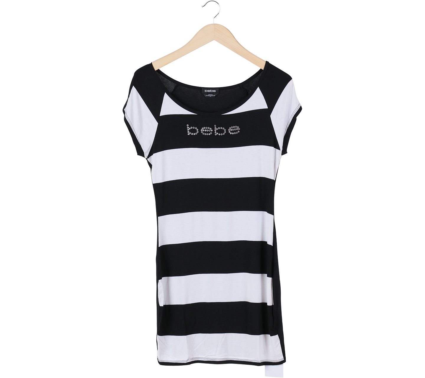 Bebe Black and White Stripes Mini Dress